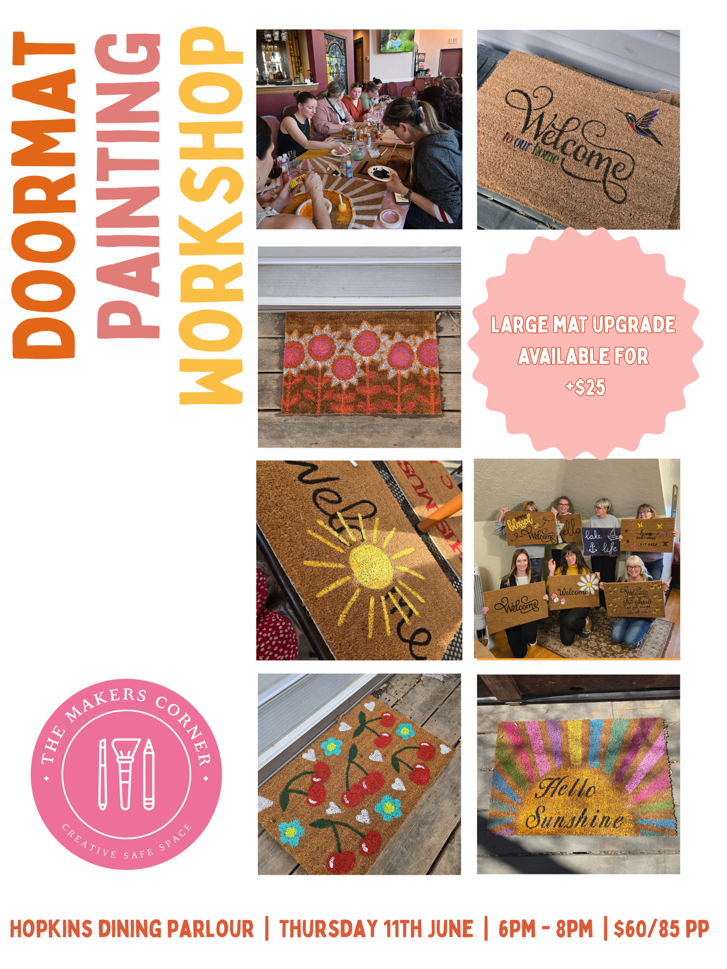 ✨🌸 Spring/Summer Doormat Painting Workshop! 🌸✨ --> NEW SIZE AVAILABLE!!