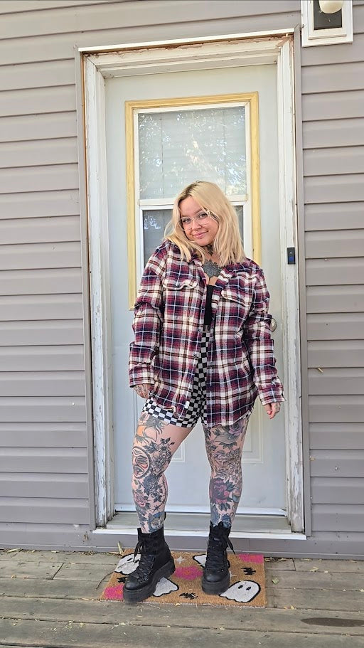 Classic American Eagle Red & Black Flannel with Bike Week Back Patch