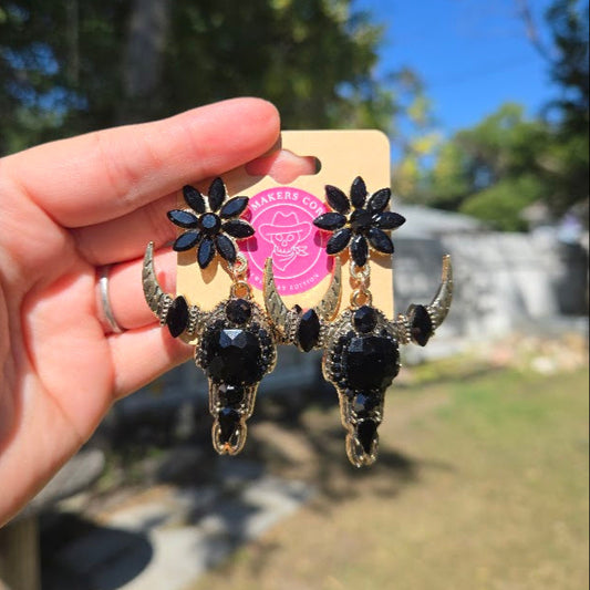 Black & Gold Western Sparkle Earrings