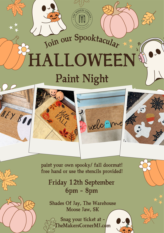 🍂 Fall & Spooky Doormat Painting Workshop 🎃