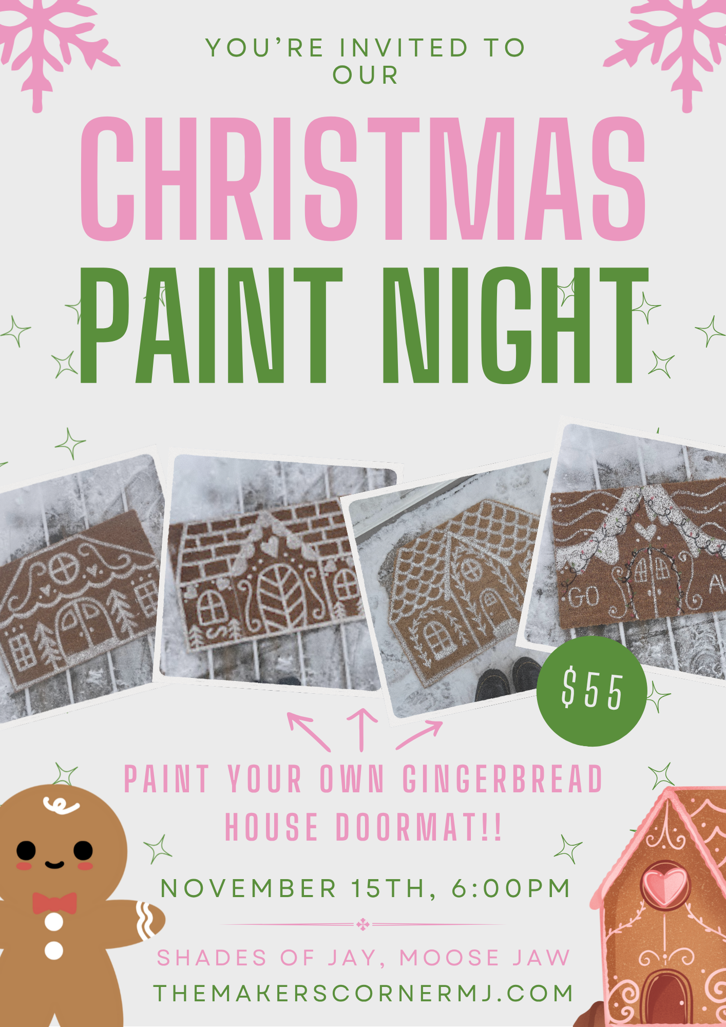 🍪✨ Doormat Painting Workshop – Christmas Gingerbread House Edition ✨🍪